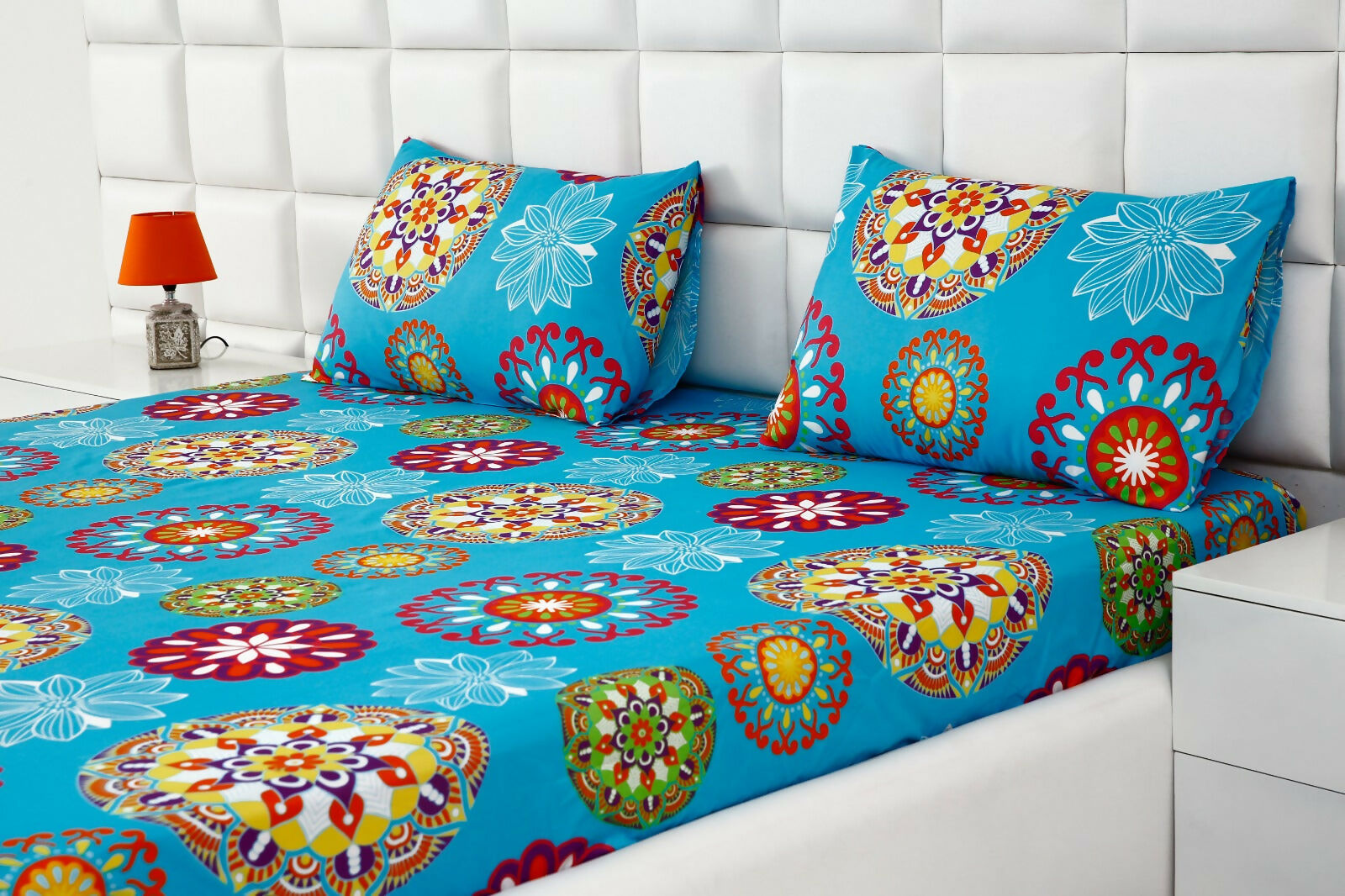 Fitted-Bed-Sheet-Turquoise-Flower-Apricot-4035