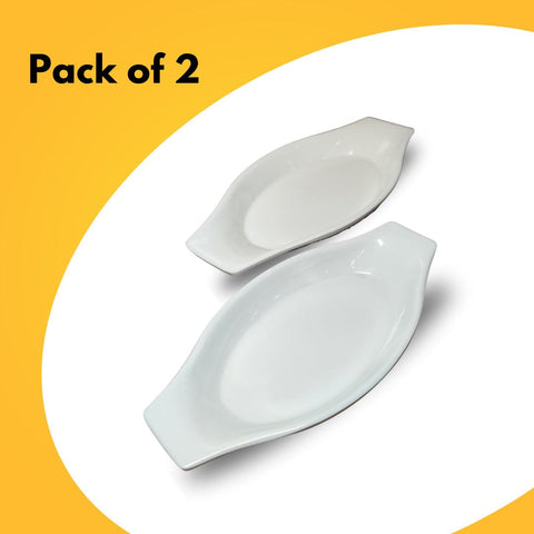 Pack of 2 Melamine Serving Dish Tray shape wavy Platter for Salad and Kabab |Melamine Serving Platter - ValueBox