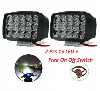 Pack of 2 15led Motorcycle LED 12V Spot Head Light Working Lamp DRL - ValueBox