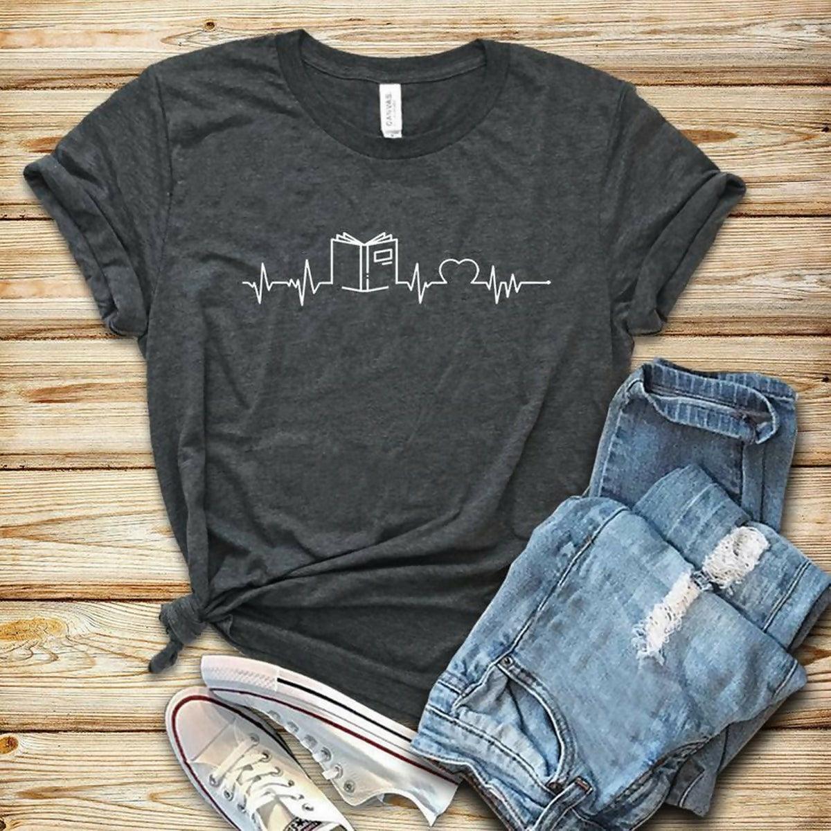 Book Heartbeat Shirt Tank Top Teacher Shirt - ValueBox