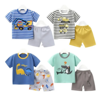 2-Piece Set T-Shirt + Shorts Cotton For Baby Boys, Girls Summer Casual Tracksuit Clothes