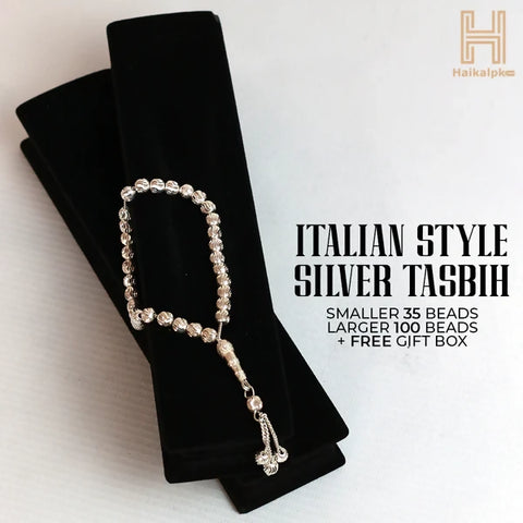 Italian Style Silver Tasbih(With Free Gift Box Packing).