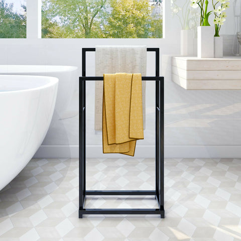 Black Freestanding Metal Towel Rack with 2 & 3 Bars | Bathroom Organize