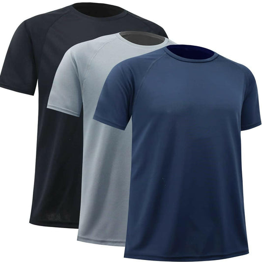 Khatami's T Shirt for Men Crew neck Pack of 3 basic tshirts for men- Navy blue, Black and Grey tees - ValueBox