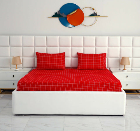 Fitted-Bed-Sheet-Red-Check-Apricot-9384