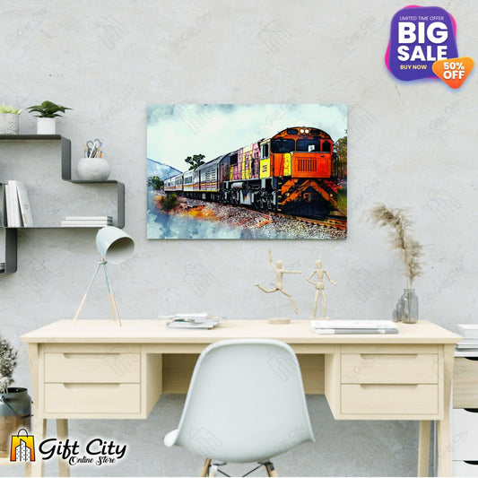 badgeHappy Journey in Train Art Canvas Painting with Frame Wall Art for Home Decor 8x12 inch / 12x18 inch / 18x24 inch -Gift City