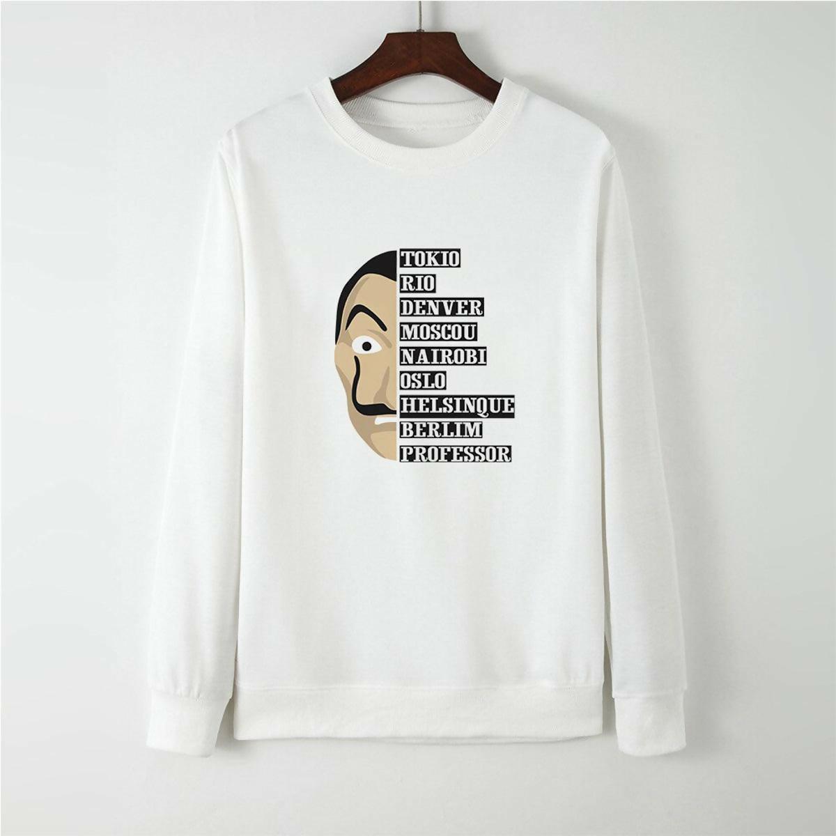 Khanani's La casa de papel money heist white sweat shirt for winters - ValueBox