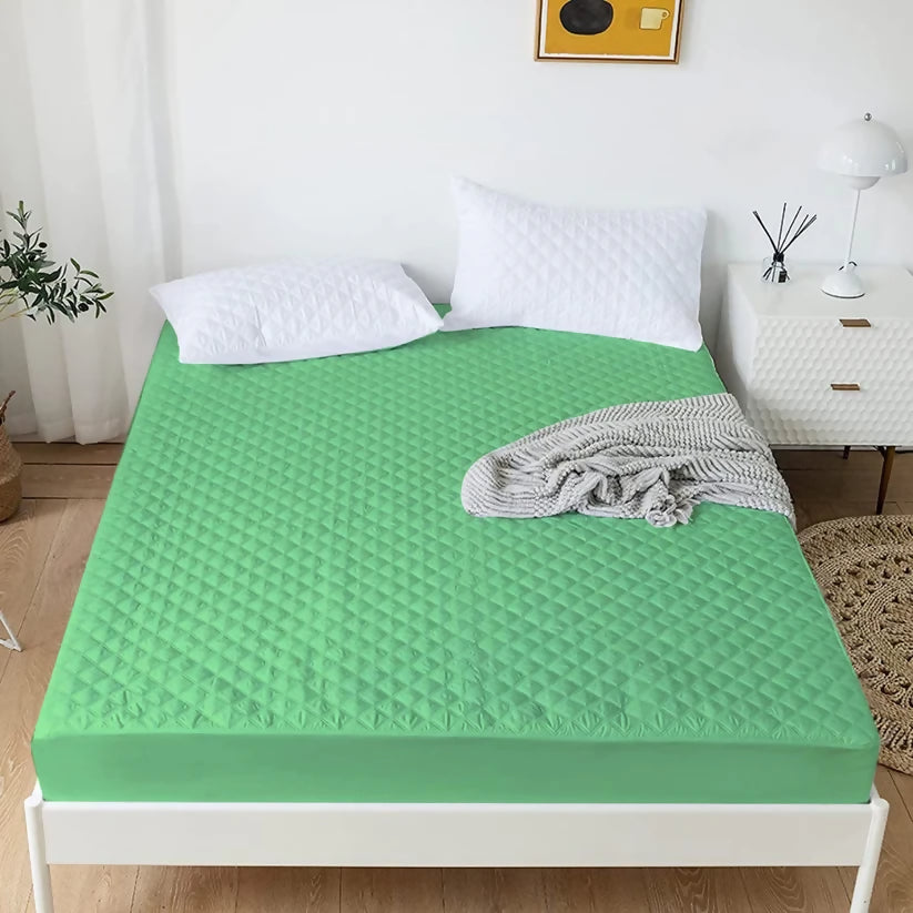 Quilted-Waterproof-Mattress-Protector-Powder-Green-Apricot-8386