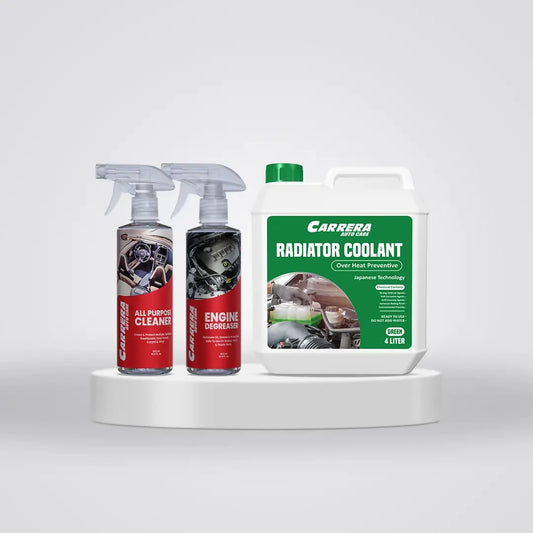 Carrera Coolant Over Heat Preventive + Engine Degreaser + All Purpose Cleaner