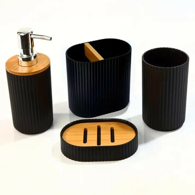 4-PCs-Wooden-Lid-Bath-Accessories-Set-2591-Black-Lines-Apricot-5820