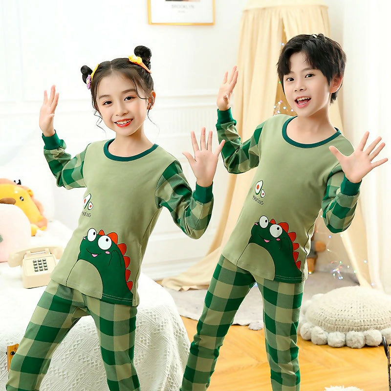 Green Printed Design Styles Kids Night Suits