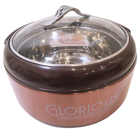 Glorious Extra Large Hot Pot With Glass Top Premium Quality - Food Warmer - Spring Stainless Steel - ValueBox