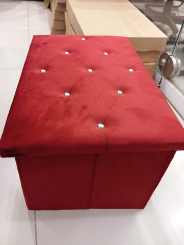 Velvet Folding Ottoman Storage Bench | Soft Cushion Footrest & Toy Box (38x76cm)