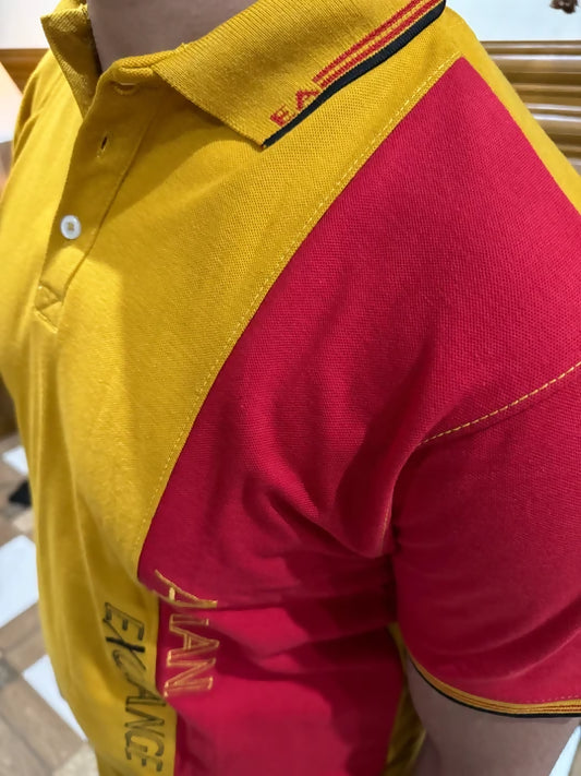 Yellow Red Panel Cotton Polo