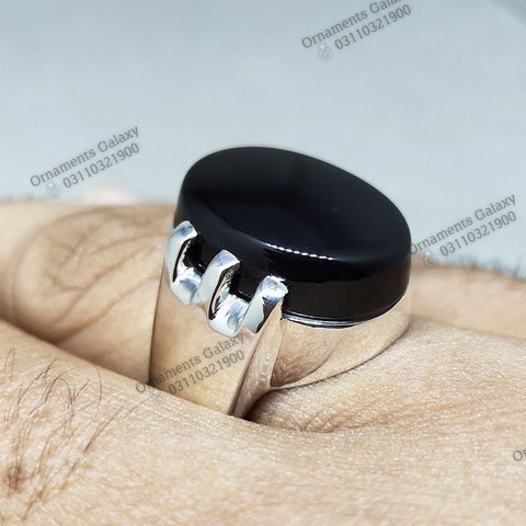 Natural 10 CT Deep Black Agate Ring Haqiq Ring Carnelian Ring Habshi Agate Ring Religious Ring Sterling Silver Handmade Ring