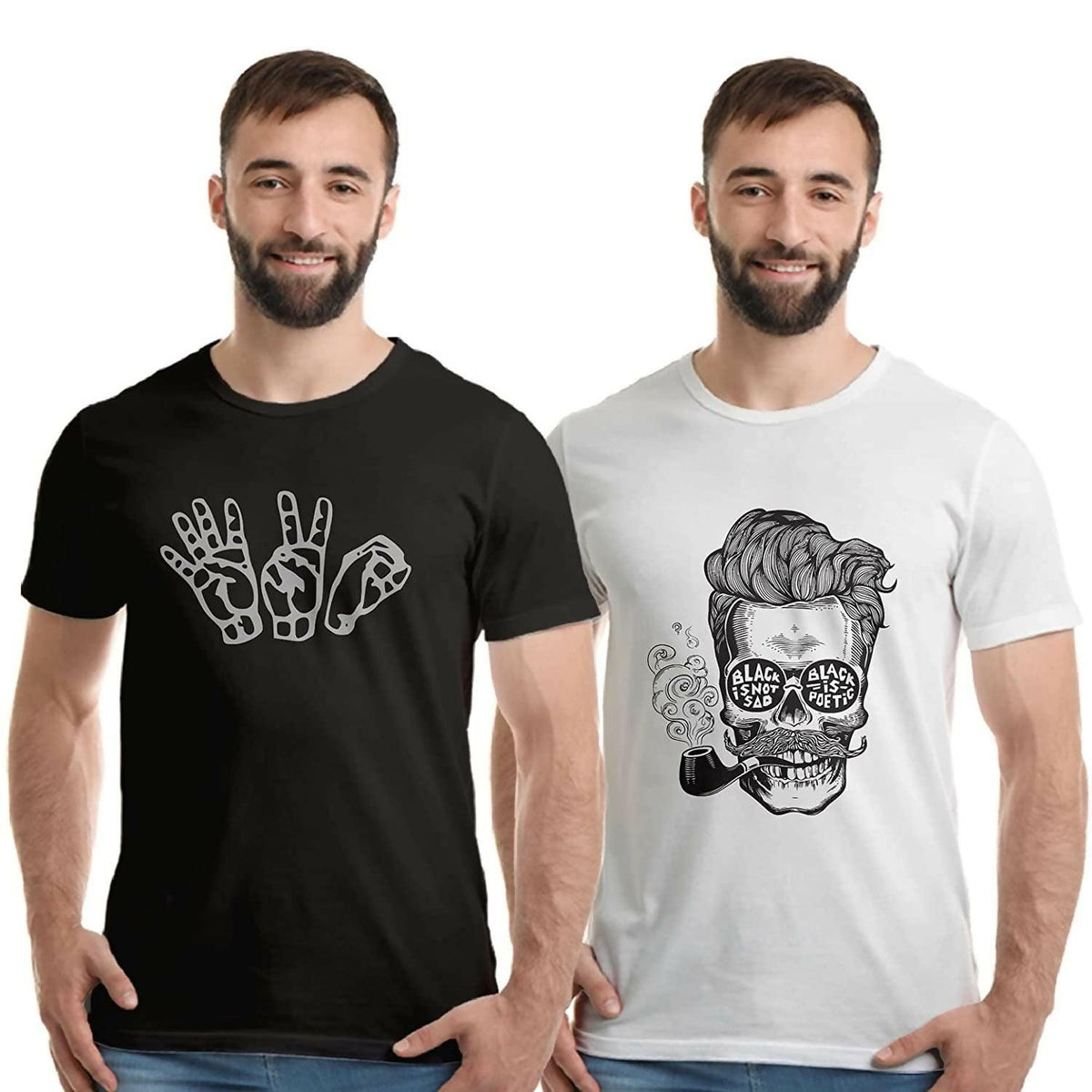 Khanani's Pack of 2 Printed Cotton T-Shirt for Men Combo - ValueBox