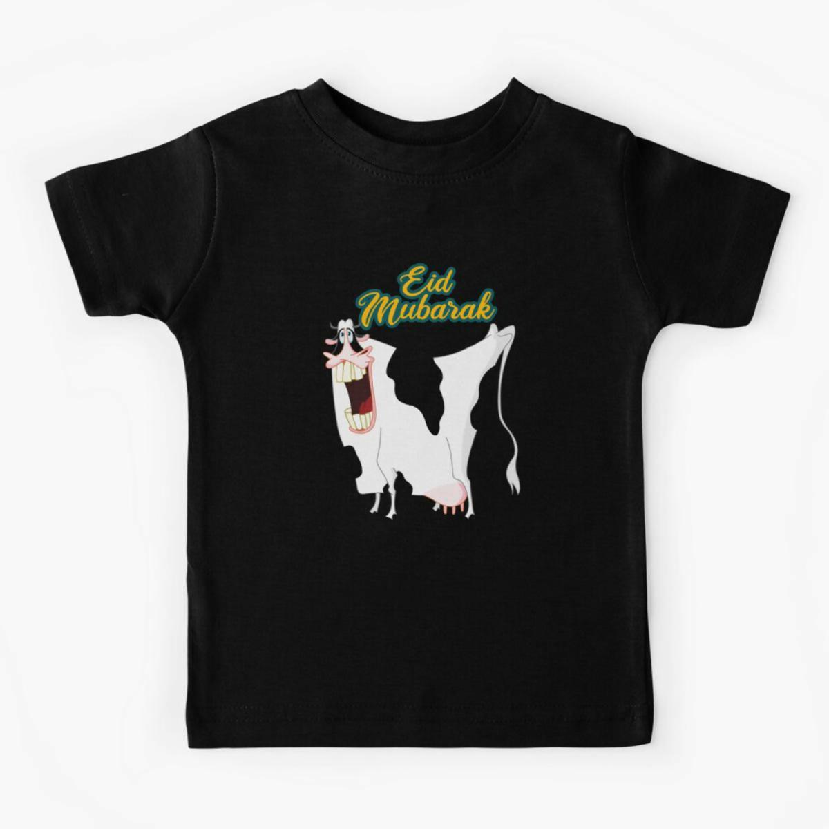 badgeKhanani's Cow printed Eid Mubarak tshirts for kids - ValueBox