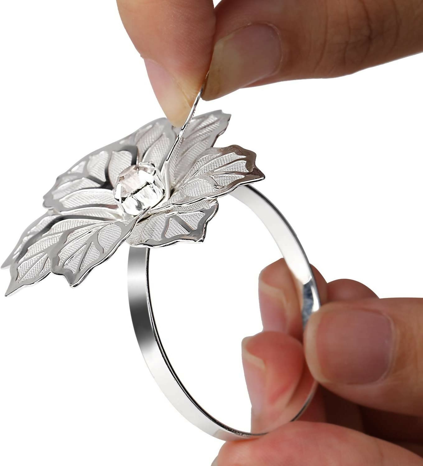 Napkin-Holder-Rings-Silver-Flower-Apricot-7143