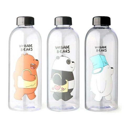 We-Bare-Bears-Plastic-Water-Bottle-with-Straw-5462-Black-Bear-Apricot-2422