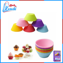Pack 6 - Pack 12 Round Shape Silicone Muffin Cup Cake Molds - ValueBox