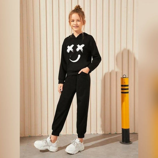 Khanani's Marshmello printed black long sleeves hooded hoodies for kids - ValueBox