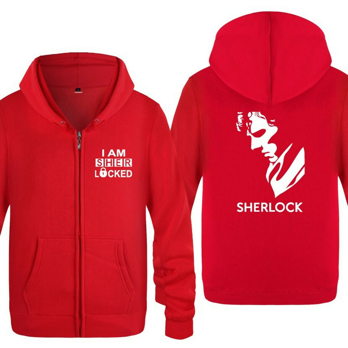 The sherlocked holmes printed zipper hooded men hoodies - ValueBox