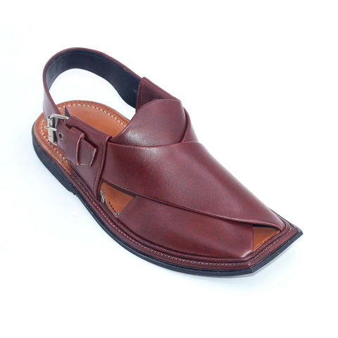 Handmade Charsadda Chappal Burgundy  Leather