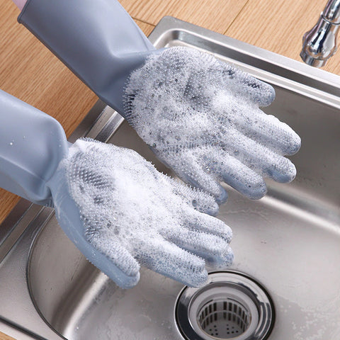 Magic Reusable Silicone Gloves with Wash Scrubber, Heat Resistant, for Cleaning, Household, Dish Washing, Washing the Car