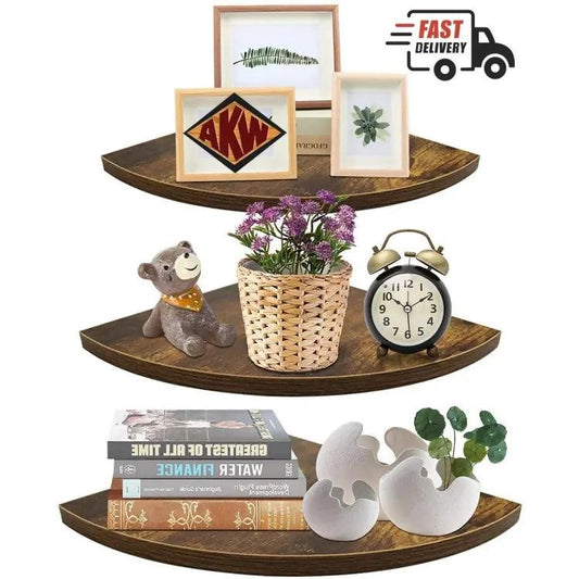 AKW 3 pcs Corner Shelf Kitchen shelf Wall Shelf Wall-mounted Display Storage Organizer Rack for Living Room Office Home Decor