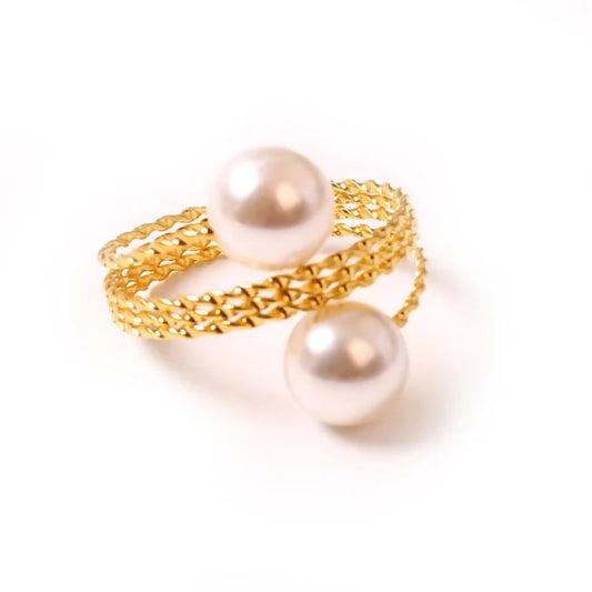 Gold-Color-Napkin-Holder-Rings-Spring-Pearls-Apricot-9129