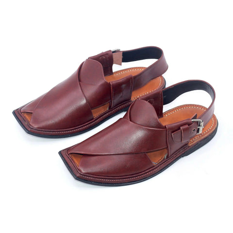 Handmade Charsadda Chappal Burgundy  Leather