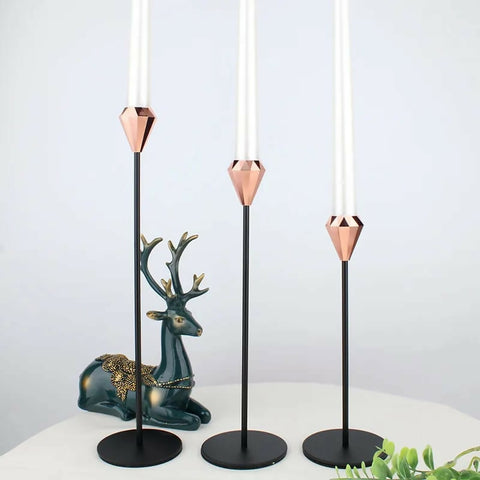 Set-of-3-Metal-Candle-Holder-Black-Diamonds-Apricot-1074