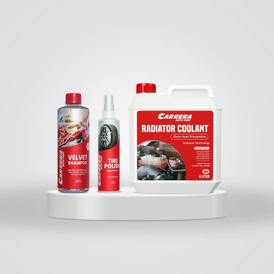 Carrera Coolant Over Heat Preventive + Tire Polish + Velvet Shampoo