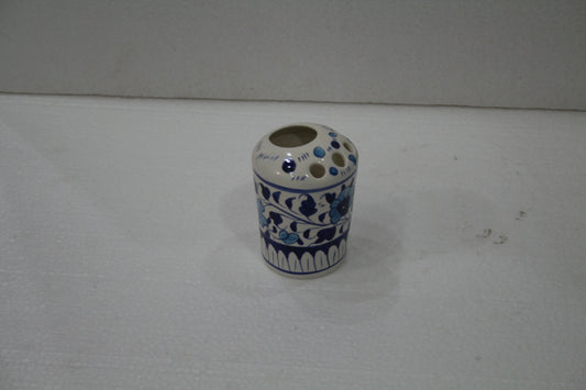 Blue pottery Ceramic Tooth Brush Holder Handcrafted