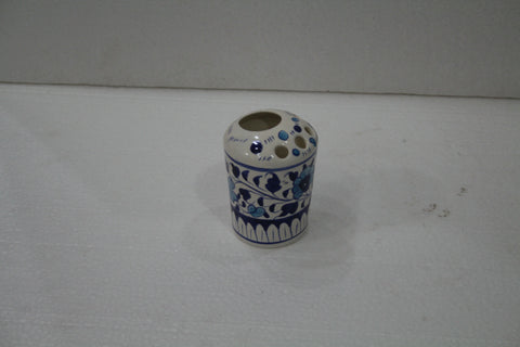 Blue pottery Ceramic Tooth Brush Holder Handcrafted