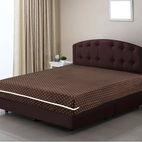 Zipper-Mattress-Cover-Printed-Brown-Polka-Apricot-7149