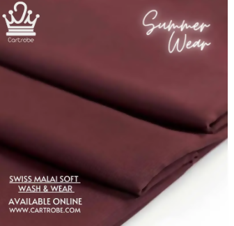 Maroon Swiss Malai Soft Wash n Wear Men Suit / Shalwar Kameez / Kamiz Shalwar / Kurta Pajama Unstitched Fabric - ValueBox