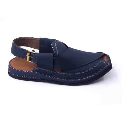 HAND Stitched Blue Genuine Leather Peshawari Chappal