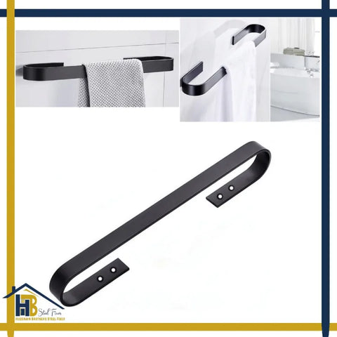 badgeHB One Piece Customize, Heavy Duty Wall Mount Toilet Washroom Bathroom Towel Bar Stand, Towel Rack Black color