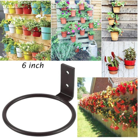 badgeHB One Piece Customize, 6 Inches Wall Mount Heavy Duty Indoor Outdoor Wall Decor Garden Plant Flower Pot Hanging Rack Stand