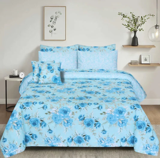 Blue Medley Pure Cotton 8 PCS Duvet Cover Set - DSC9