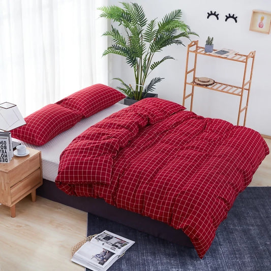 3-PCs-Double-Bed-Sheet-Red-Check-Apricot-7980