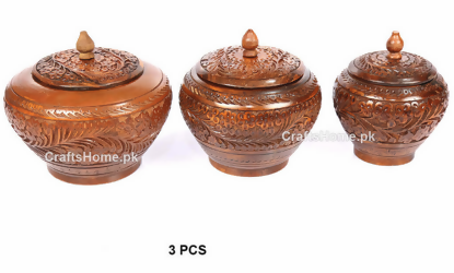 Carving Candy Jar Set with Handmade Carved Art Work