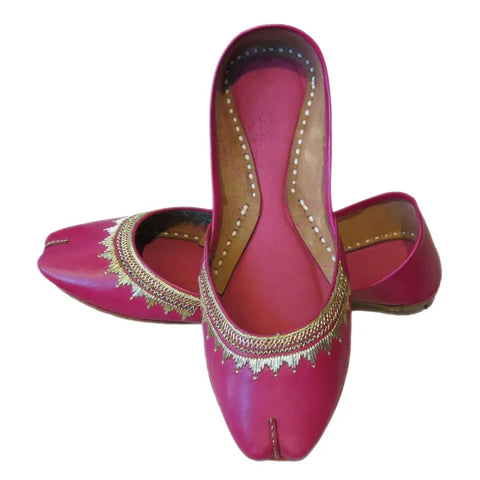 Women Hand Made Pure Leather Embroidered Khussa Fancy Pink Khusa