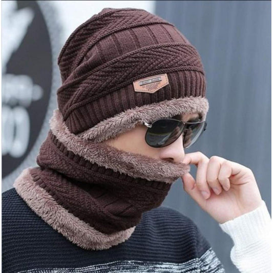 Beanie cap-Wool cap with neck warmer for men women| Winter cap for Unisex