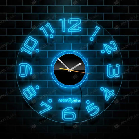 Neon Light Analog Modern Wall Clock - Illuminate with Neon LED Backlight