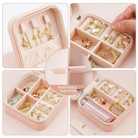 Travel Jewelry Box Jewelry Organizer for Double Layer Portable Mini Travel Case Display Storage Holder Boxes)