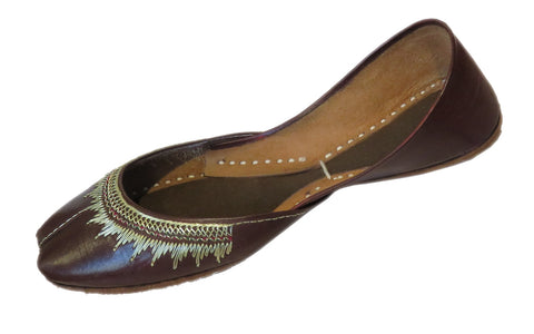 Women Hand Made Pure Leather Embroidered Khussa Fancy Brown Khussa