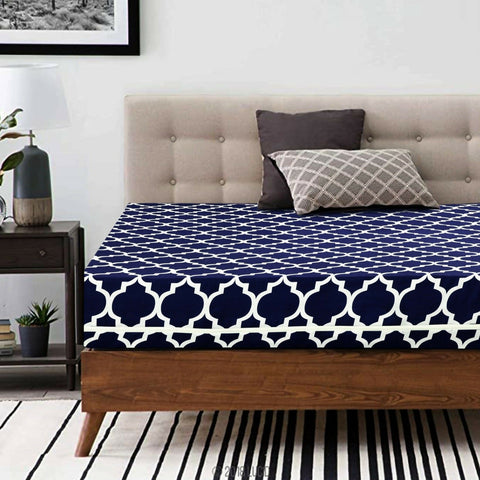 Zipper-Mattress-Cover-Printed-Blue-Geometric-Apricot-9397