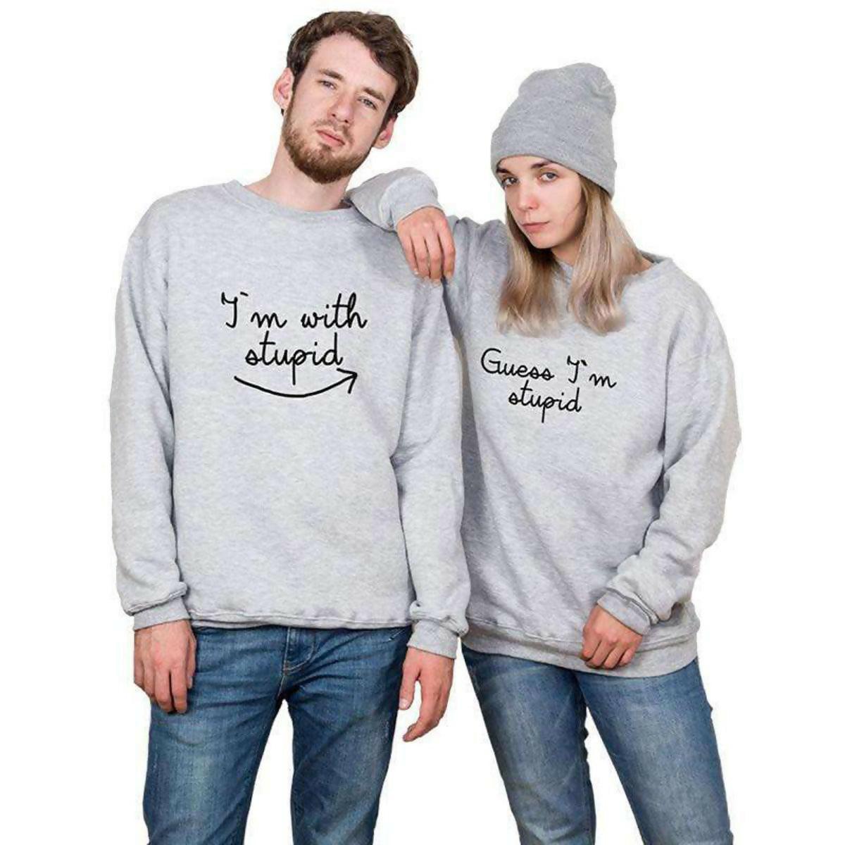 KHANANIS printed warm long sleeves sweatshirts for couples-pack of 2 - ValueBox